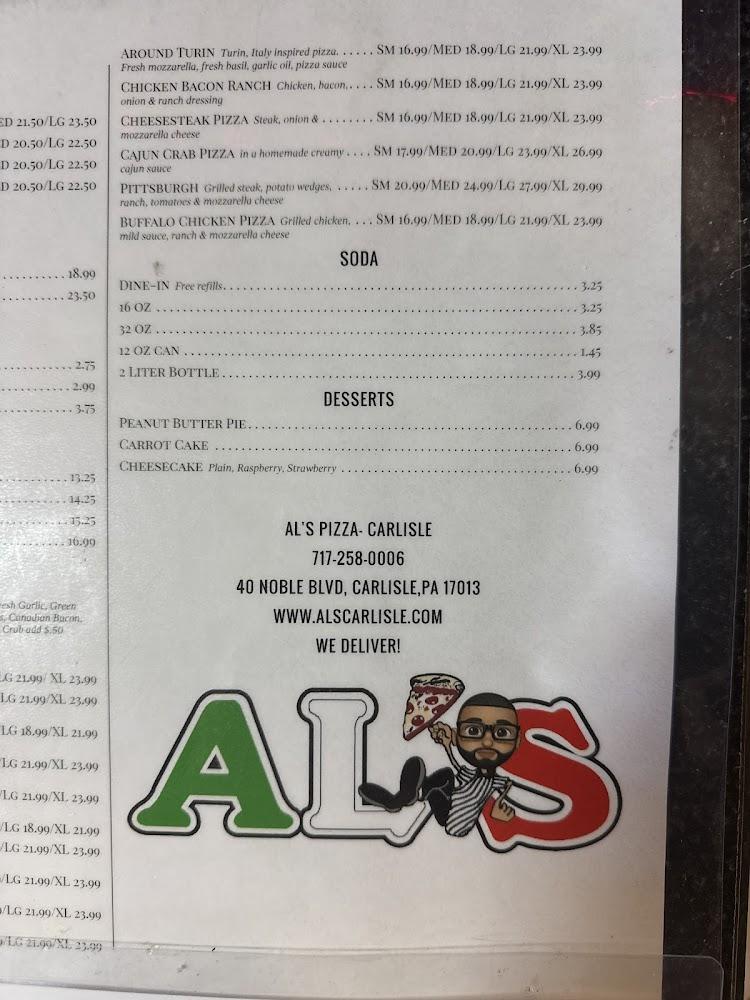 Al's Pizza & Subs Carlisle Menu image 2